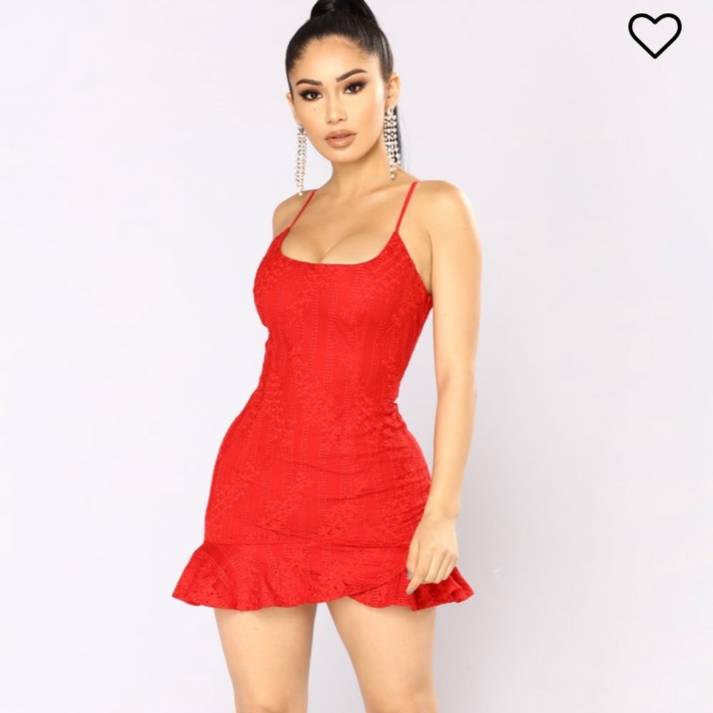 SOLD Fashion Nova Red lace dress